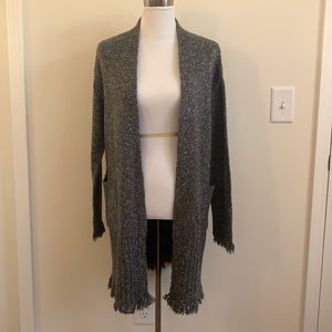 Velvet by Graham & Spencer mixed stitch fringe hem cardigan